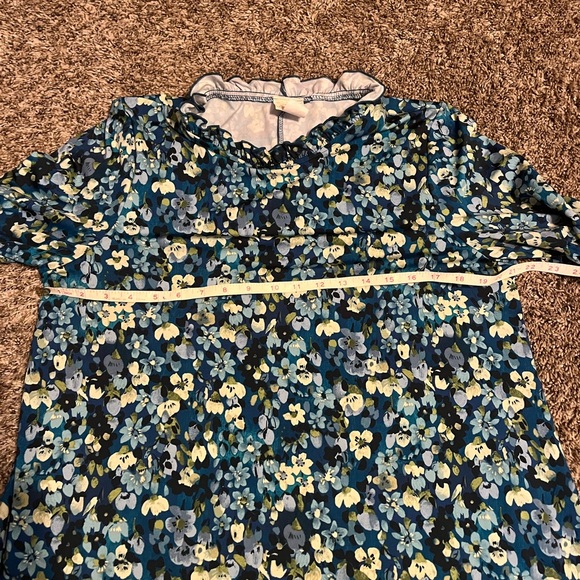 Zadie B’s Blue Green Floral Ruffled Tiered Maxi Dress with Bishop Sleeves Large - Picture 9 of 11